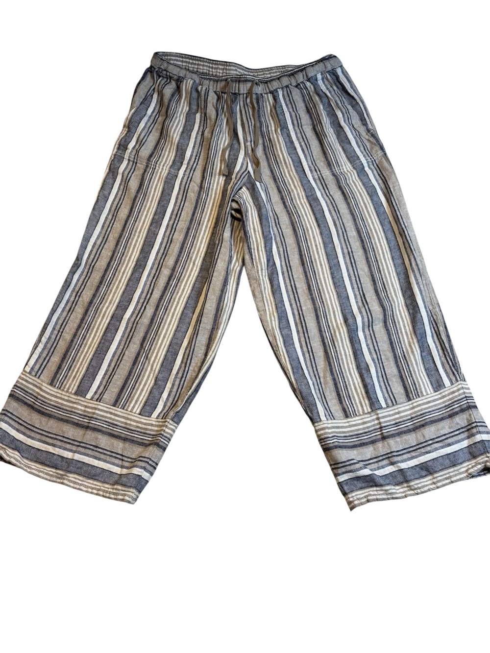 Casa Cabana Striped Linen Wide Leg Crop Pants Medium EUC
.
